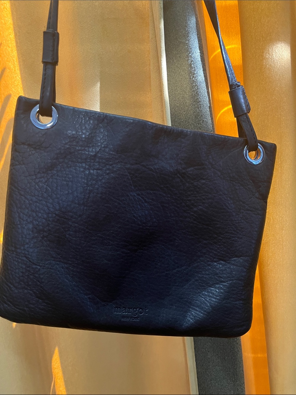 Margot Black Leather Crossbody Bag